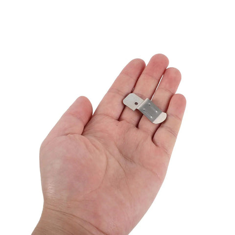 Glass Quick Mounting Hook Bracket Clips Set 50 Pcs Scratch Free Installation No Drill Stainless Steel Edge Grip shown on hand
