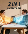 2 In 1 Portable Space Heater And Desk Fan For Home Office With 45 Degree Tilt And Dual Speed Settings Heats And Cools Your Space