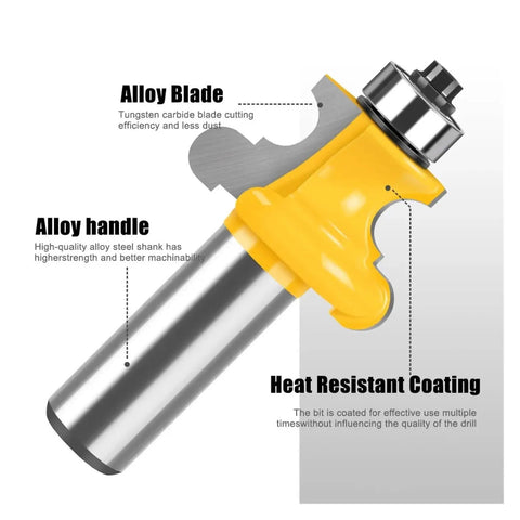 Solid 1/2 Inch Bead Molding Router Bit With Sharp Flute Design For Precision Woodworking, showing alloy blade and handle details.