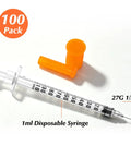 Bulk 100 Pack 1 mL Lab Syringes With 27 Gauge One Half Inch Needles, Individually Sealed For Sterile Use, No Fuss Dosing, Clear Measurement Scale For Precise Dosing, Leak Proof Plunger Design, Great For Labs, Demos, Small Projects, 1 mL syringe with 27G 1/2 inch needle