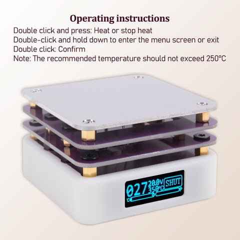 65W Mini Hot Plate Soldering Station For SMD Preheating And Desoldering with LED display and control buttons