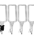 18 Inch C Clamp Locking Pliers For Heavy Duty Welding Table Clamps With Adjustable Pressure And Locking Design Deep Throat Large Eight Point Three Inch Opening Ideal For Securing Irregular Workpieces Four Piece Set, 4 silver steel clamps