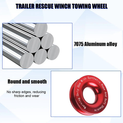 3.85 Inch Winch Recovery Ring Beefy 66000 Lb Break Rating Aluminum Snatch Ring Red For Off Road Recovery, Vehicle Rescue, Heavy Duty Gear Built For Extreme Terrain. red 7075 aluminum recovery ring
