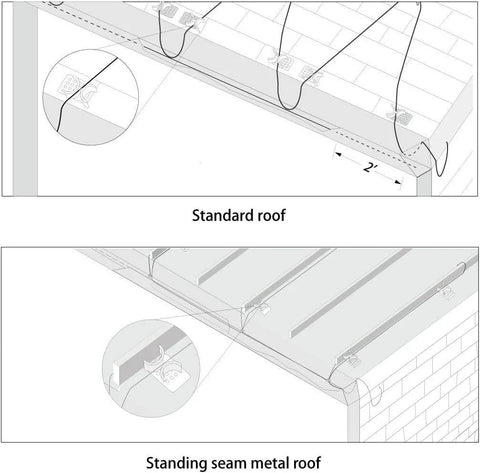 HEATIT roof heat cable clips, 26-pack for securing de-icing cables on standard and standing-seam metal roofs.