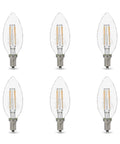 60W Equivalent Clear Soft White Dimmable LED Light Bulb B11 E12 Candelabra Base 500 Lumens 2700K Instant Brightness, 6 Pack
