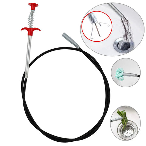 Ultra Slim Drain Snake Clog Remover Tool With Flexible Grabber Reacher Claw For Sink Tub And Toilet Narrow 0.28 Inch Tube 118 Inch Drain Auger For Hair Debris And Tiny Trash Easy Push And Pull Cleaning Access
