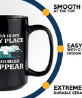 Nautical 15 Oz Coffee Mug For Boaters And Sailors A Hilarious Sailboat Glass Gift For Lake Lovers Sea Lovers And Captain Gifts Great For Morning Coffee On The Go showing boat design and handle details.