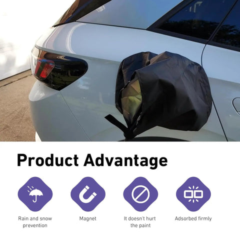 Magnetic EV Charger Port Cover Seals Firmly Against Snow UV Dust and Road Grime Built Like a Tank Hella Tough Polyester on car