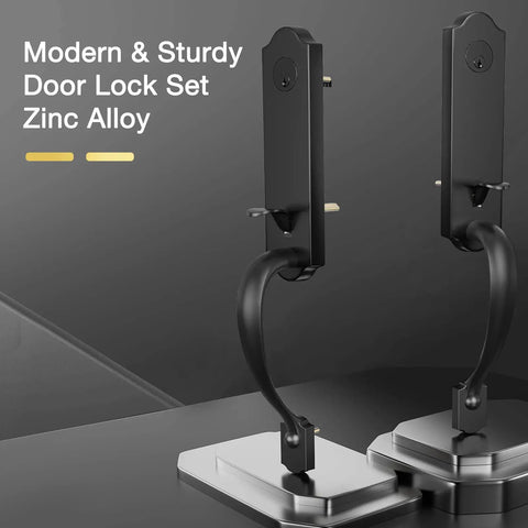 Tough As Nails Front Door Handle Set With Deadbolt And Reversible Lever In Matte Black For Left Or Right Swing Exterior Single Cylinder Lockset Durable Entry Door Hardware