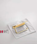 Solid Brass Toilet Paper Holder With Gold Finish, Hotel Style Tissue Roll Holder Plus Built In Cell Phone Shelf shown with hardware set