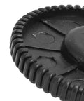 Close-up of non slip rubber feet floor protector with ridged edge, heavy duty durable table leg cap with secure screw install.