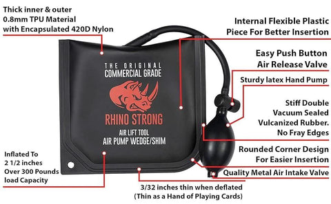 Air Wedge Bag Pump Set Pro Grade Leveling Kit With Non Marking Inflatable Shim Bags And Alignment Tool, commercial grade design, black.