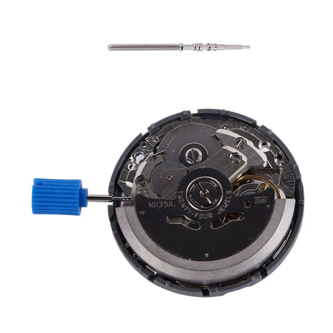 Top Notch Automatic Mechanical Watch Movement Upgrade Kit with NH39A movement and stem shown separately.