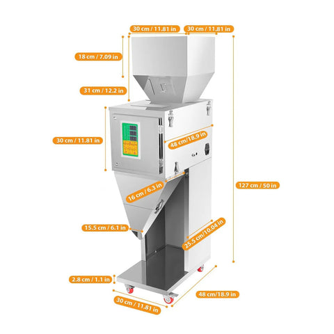 Top Shelf Automatic Powder And Particle Filling Machine With 77 Pound Hopper Dead On Precision Weighing Dual Vibration Filler Foot Pedal Control Smooth Operator Packaging Up To 18 Bags Per Minute
