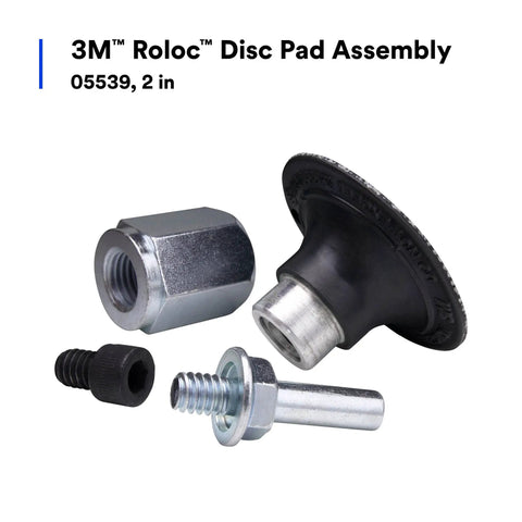 Durable 2 Inch Quick Change Disc Pad Assembly for Roloc Abrasives with hard rubber, fits 1/4-20 and 7/16-20 shafts, drill ready