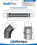 QwikFlex 36 Inch Flexible Pipe Connector Kit For Offset Or Hard To Reach 1-1/2 Inch SCH40 PVC DWV Connections, product diagram
