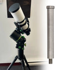 Telescope Counterweight Rod For Equatorial Mount In Stainless Steel With Threaded Balance Bar 164mm M12 next to mounted telescope