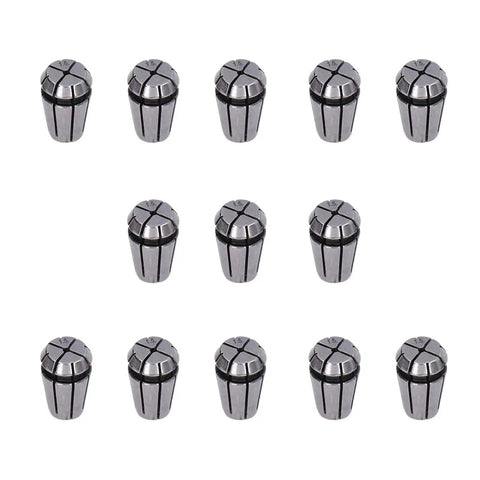 13-Piece ER11 Spring Collet Set 1.0mm-7.0mm High-Clamp Pro-Grade Precision Milling Lathe Chuck Tool Kit displayed in a row