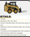 Caterpillar 242D3 Skid Steer Loader With Attachment Set Display Model 1 To 50 Scale High Line Series, yellow model with pallet forks