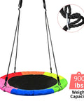 Rainbow 40 Inch Saucer Tree Swing For Kids With 900D Oxford Waterproof Fabric And 900 Lb Weight Capacity, Adjustable Hanging Straps