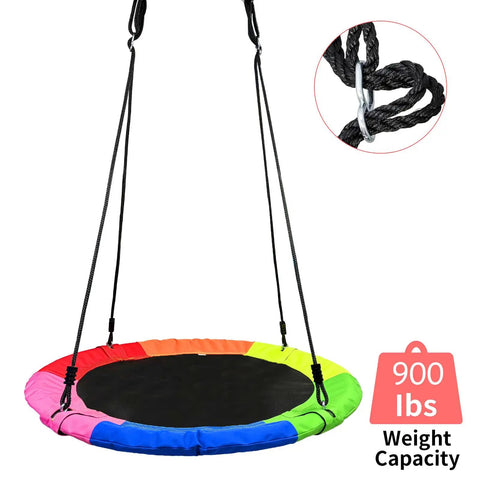 Rainbow 40 Inch Saucer Tree Swing For Kids With 900D Oxford Waterproof Fabric And 900 Lb Weight Capacity, Adjustable Hanging Straps