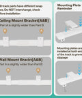 Retractable Ceiling Curtain Track Kit 11 To 12 Foot Aluminum White Rod System With Adjustable Length Includes Track Connectors Rollers Stainless Hooks Screws And Ceiling And Wall Mount Brackets For Quick No Cutting Needed Install mounting bracket A and B guide