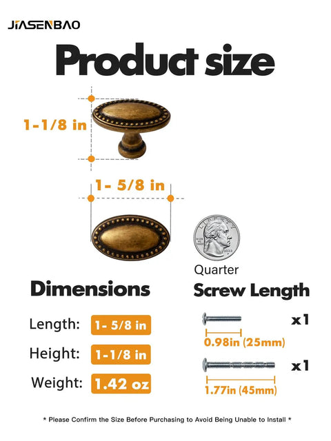 Dimensions of 10 Pack Antique Brass Cabinet Knobs And Vintage Drawer Pulls For Kitchen Cabinets Dressers And Cupboards, zinc alloy.