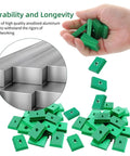 Beefy 10 Pack T Track Nuts M6 And M8 T Slot Sliders For 30mm Aluminum Extrusion Profiles held in hand with aluminum extrusions.