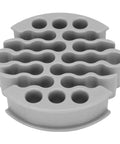 Game Changer 30 Slot Cable Comb Block Tames Wire Chaos And Keeps Cat 6 Rigs Slick And Easy To Trace Without Nasty Knots Grey Stackable Wire Manager viewed from above, showing 30 cable slots.