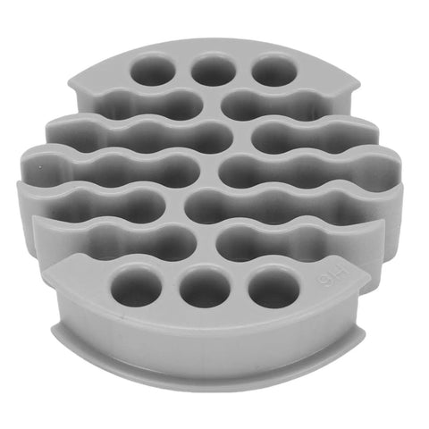 Game Changer 30 Slot Cable Comb Block Tames Wire Chaos And Keeps Cat 6 Rigs Slick And Easy To Trace Without Nasty Knots Grey Stackable Wire Manager viewed from above, showing 30 cable slots.