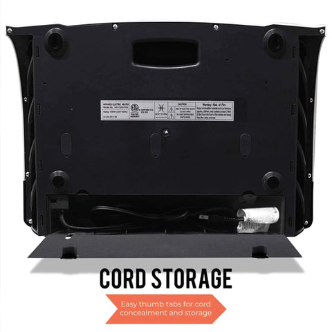 WiFi Infrared Wall Mounted Heater With Remote Touchscreen Digital Thermostat Tip Over Safety Shut Off cord storage view