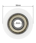 Pro Grade U608ZZ U Groove Ball Bearings 8 X 30 X 10 mm Double Metal Shielded Chrome Steel 10 Pack shown from above.