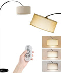 Arc Floor Lamp With Remote Control For Living Room And Bedroom, Stepless Dimmable 9W LED Bulb Included, adjustable gooseneck