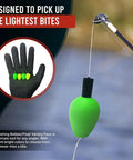 High Visibility Fishing Floats Set with bright green and yellow bobbers for quick bite detection in freshwater fishing.