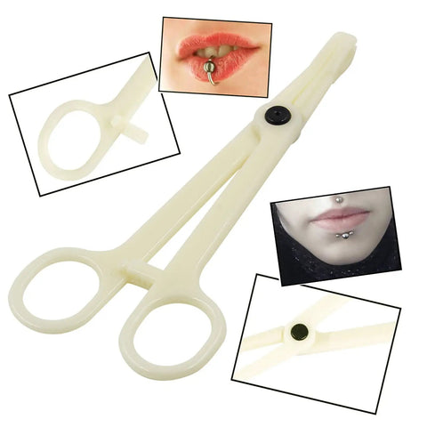 Disposable Piercing Clamp Set 10Pcs One Time Use Forceps Slotted Navel Piercing Plier For Tattoo Tools And Piercing Supplies Anti Allergy PVC Medical Grade Easy Sterile Setup, PVC clamp
