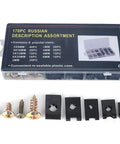 170 Piece U Clip And Screw Set For DIY Projects And Home Improvement Versatile Fasteners Kit With Durable Carbon Steel Screws Great For Repairs Cabinets Woodworking And General Hardware Needs, assorted U-clips and screws in box
