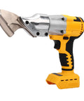 Fafeicy Cordless Metal Shears Deliver 400Nm Torque For Cutting Stainless Steel And Sheet Metal With 360 Rotating Head Electric Cutter Featuring Bright LED Light Perfect Pick For HvAc Pros And Auto Body Repair Jobs, showing handheld design and metal cutting blade.