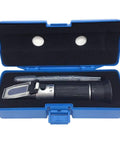 Dual Scale Brix Refractometer With ATC For Specific Gravity And Brix Readings Hydrometer Kit For Wine Making Beer Brewing And Homebrew DIYers For Serious Hobbyists And Pros Alike in blue case