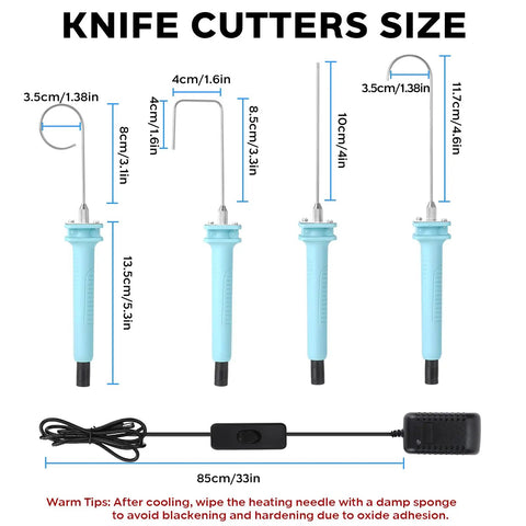 Hot Wire Foam Cutter Kit 4 In 1 Styrofoam Cutter Electric Foam Cutting Tool for Arts and Crafts DIY with Pen Holder and Replacement Wires size chart