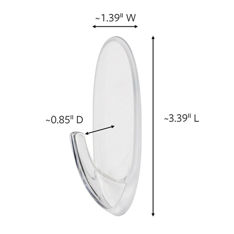 Clear Large Hook Set Of Four For Damage Free Hanging Includes Eight Large Strips Each Hook Holds Up To Four Pounds No Tools Required