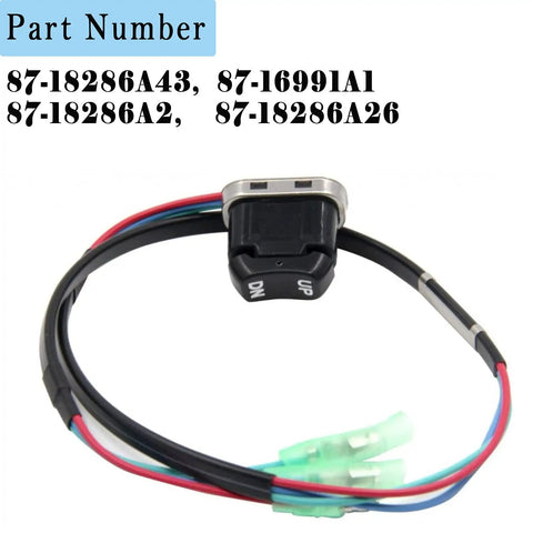 Rock Solid Tilt Trim Switch Replacement For Mercury Mariner Outboard Control Box with connected cables, part numbers visible.