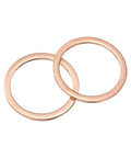 Rock Solid M26 Copper Flat Washers, 8 Piece Pack Featuring 32mm Outside Diameter And 2mm Thickness, showing two copper gaskets.