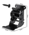 Heavy Duty Folding Brackets That Lock Tight For Real With Screw Kit Solid Steel Kickstands, black bracket with screw, dimensions shown.