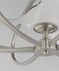 Close-up view of Corona Fandelight Ceiling Fan in Satin Nickel showcasing metal housing and chandelier design.