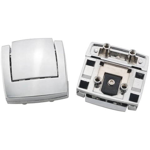 Keyless Alloy Latch Buckle Set For Wooden Boxes And Aluminum Trunk Luggage Repair 2 Pack, silver zinc alloy with easy lift lock system.