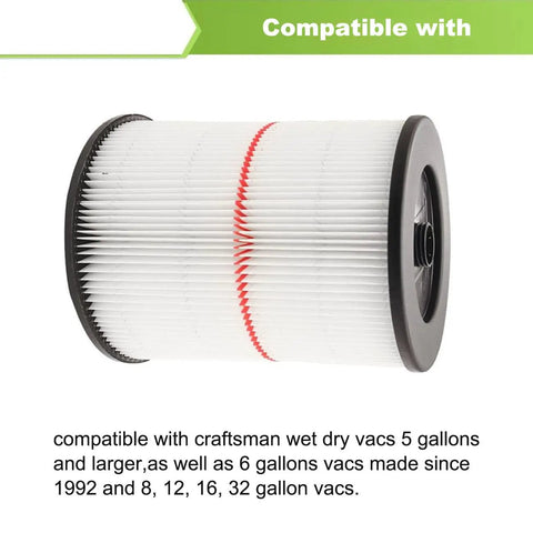 Replacement Cartridge Filter For Wet Dry Vacs Five Gallon And Larger Fits Six Gallon Eight Gallon Twelve Gallon Filter