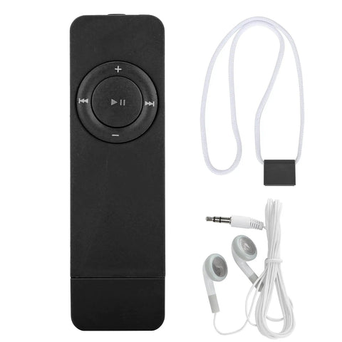 Compact Portable MP3 Player With Lanyard, Expandable Memory Up To 32GB, Rechargeable Battery, Supports MP3 And WMA Playback, Black