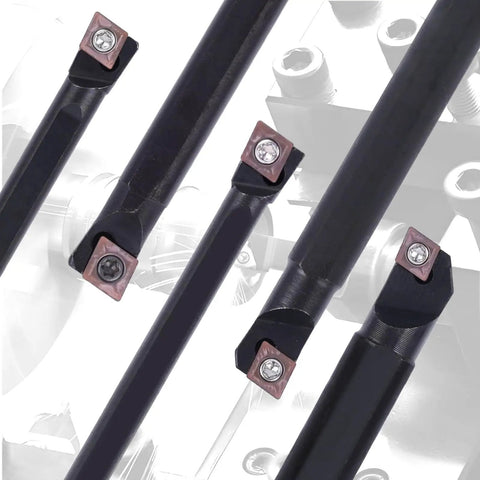 Indexable Lathe Internal Boring Bar Kit With Five Tool Holders And Ten CCMT21 51 Carbide Inserts For S06K S07K S08K S10K S12M SCLCR06 Pro Grade Heavy Duty 40Cr Steel Handle Tools Set.