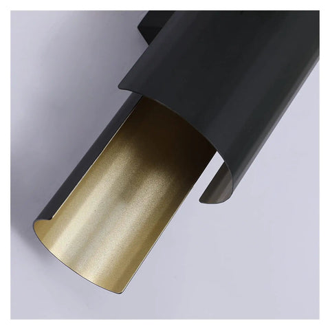 Sleek Black Wall Lamp With E27 Socket For Living Room TV Wall And Entryway Glare Free Indoor Sconce showing a close-up of its gold interior.