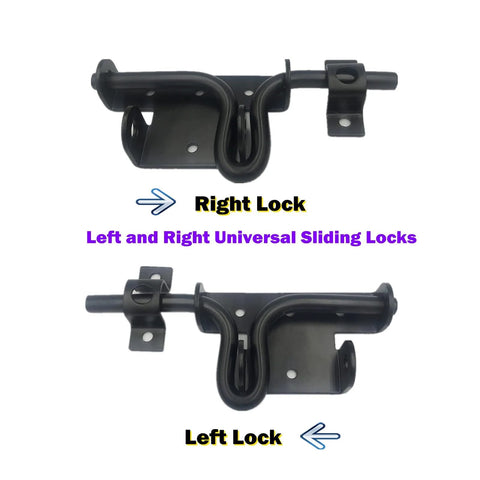 Black Heavy Duty Sliding Bolt Gate Latch With Padlock Hole Two Way Direction for left or right hand doors and gates